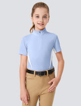 Girls T-shirt with Mesh Zip Collar