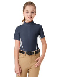 Mädchen-T-Shirts mit Mesh-Reißverschlusskragen