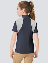 Mädchen-T-Shirts mit Mesh-Reißverschlusskragen