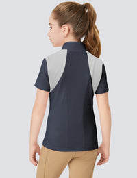 Mädchen-T-Shirts mit Mesh-Reißverschlusskragen