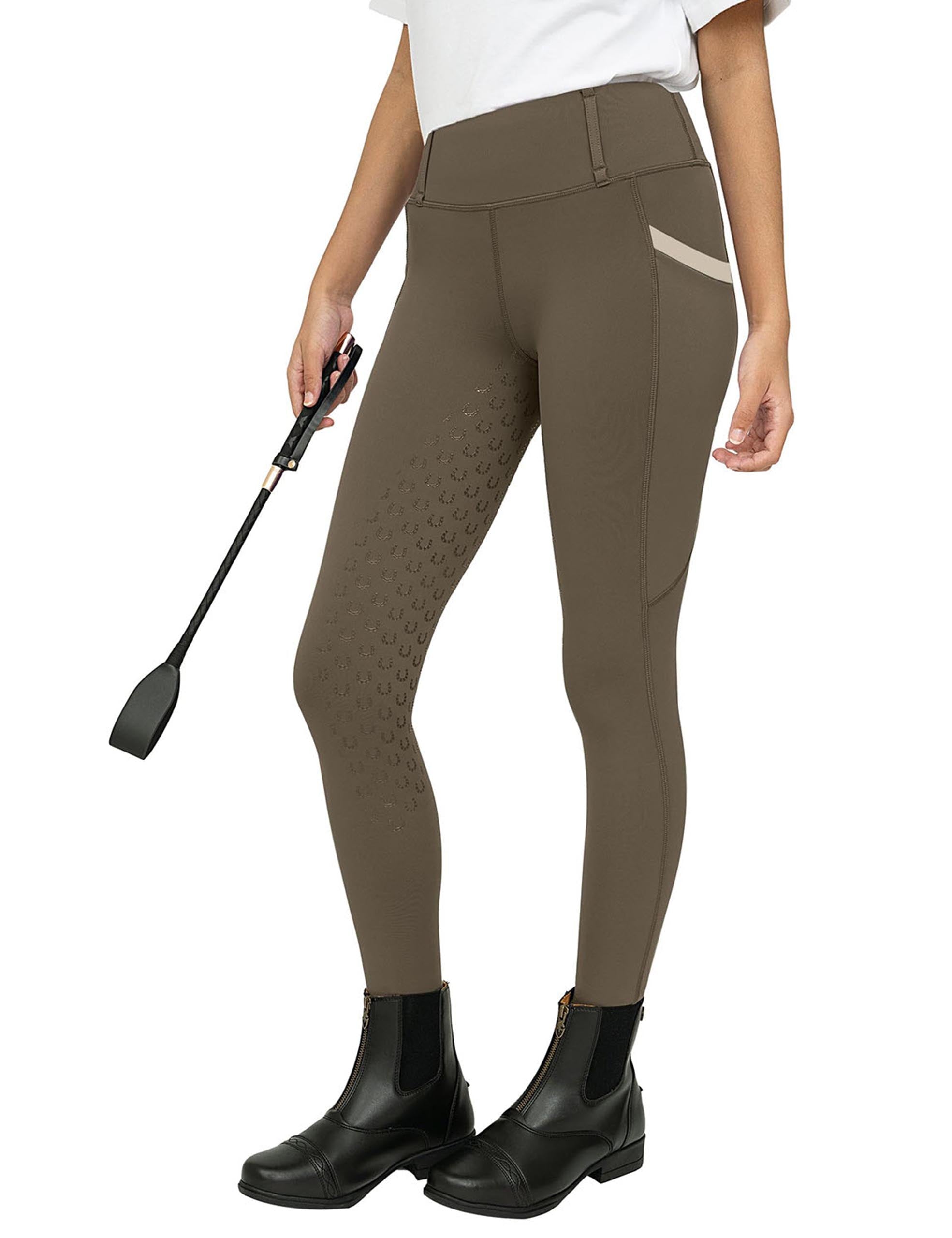 Girls Full Seat Breeches High Waist Zip Pockets