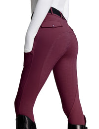 Women Fleece Lined Full Seat Breeches Faux Back Pockets