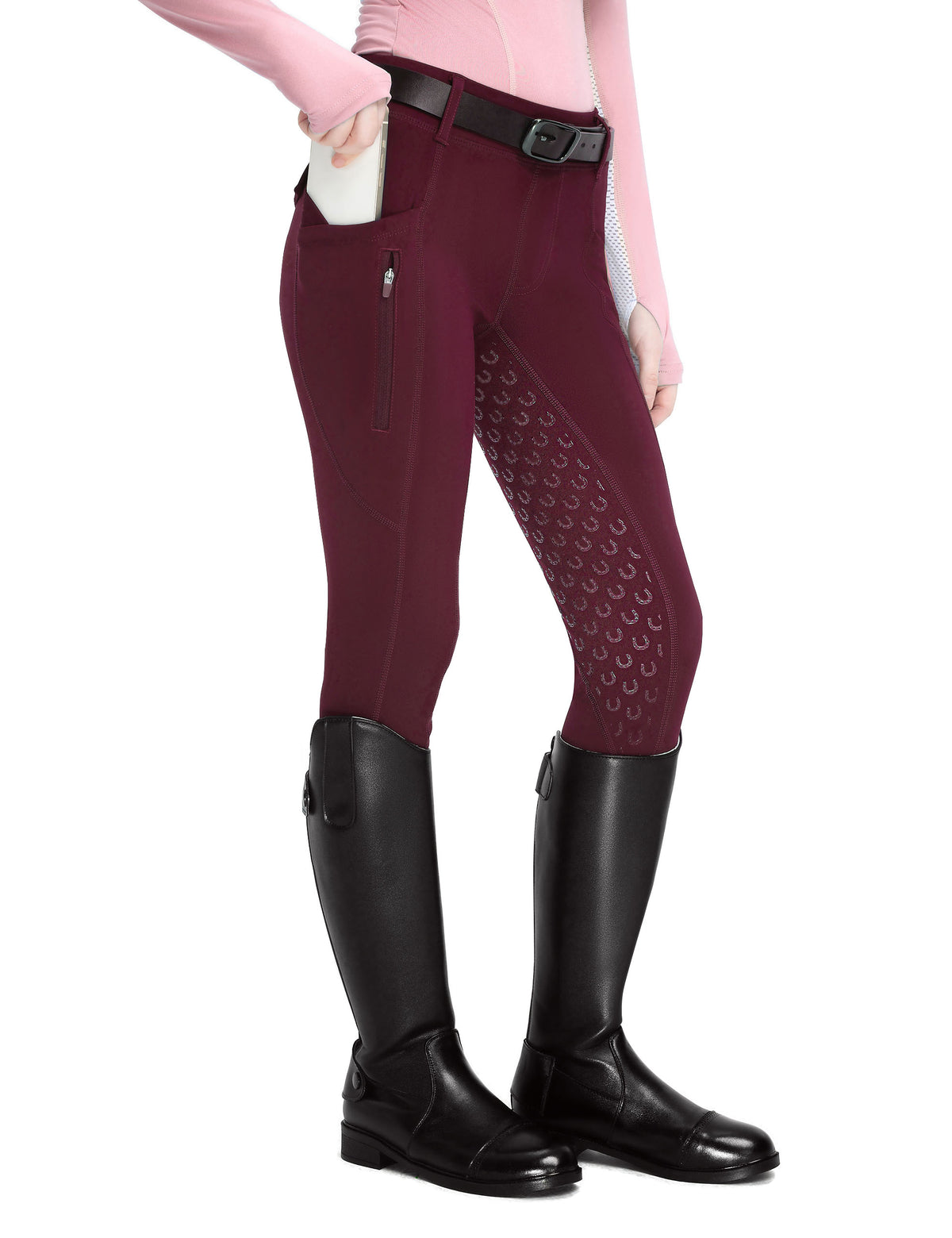Girls Fleece Lined Full Seat Breeches Faux Back Pockets