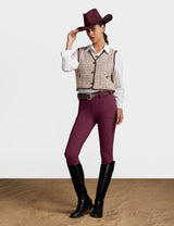 Women Fleece Lined Full Seat Breeches Faux Back Pockets