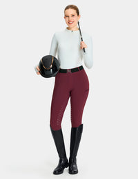 Winter-Reithose für Damen mit Reißverschlusstaschen, Reitstrumpfhose, mit Fleece gefütterte Reithose 