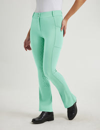 Women Full Seat Bootcut Riding Pants Button Waist