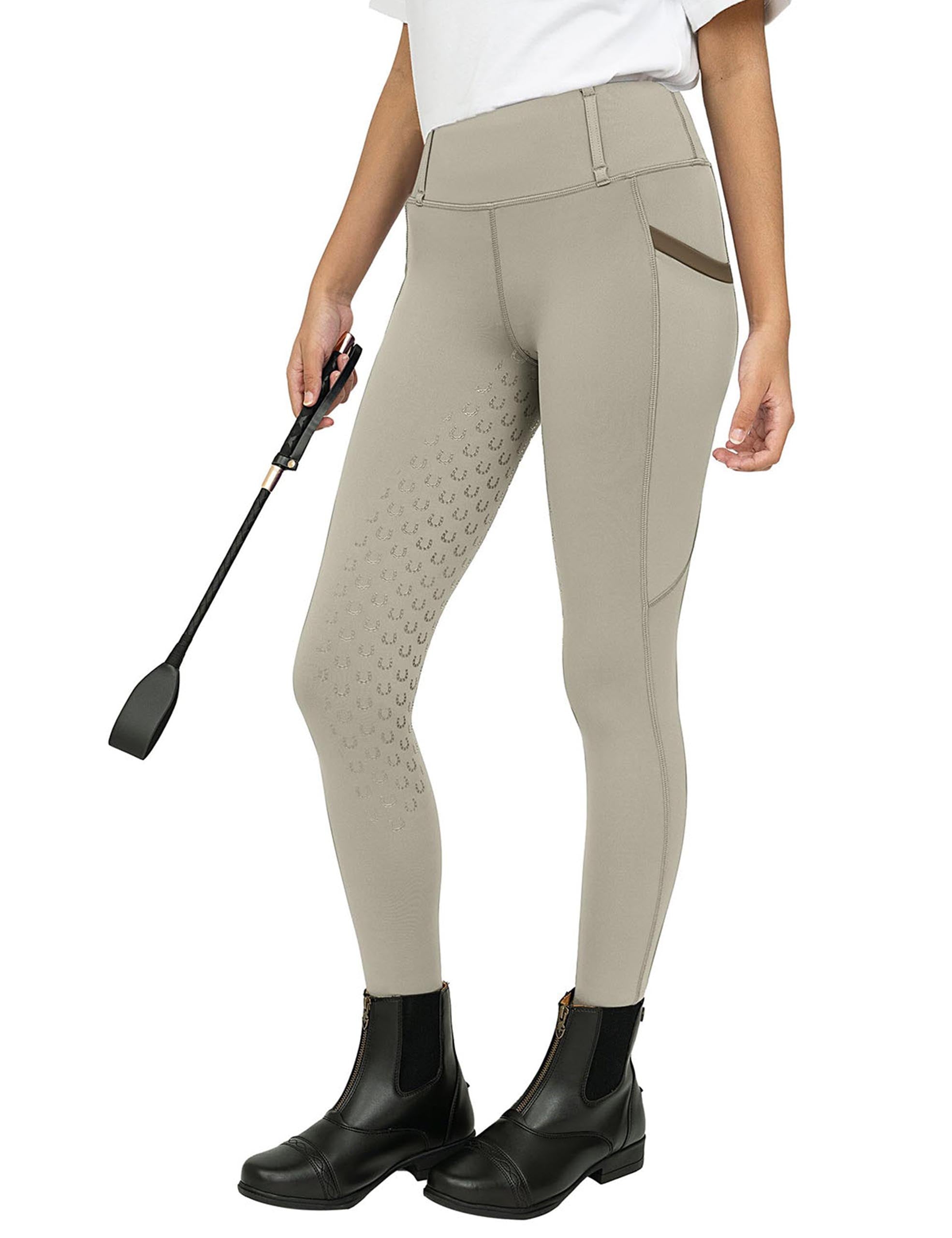 Girls Full Seat Breeches High Waist Zip Pockets