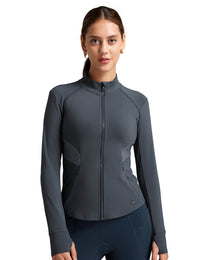 Women Fleece Lined Horse Riding Jacket Stand Collar