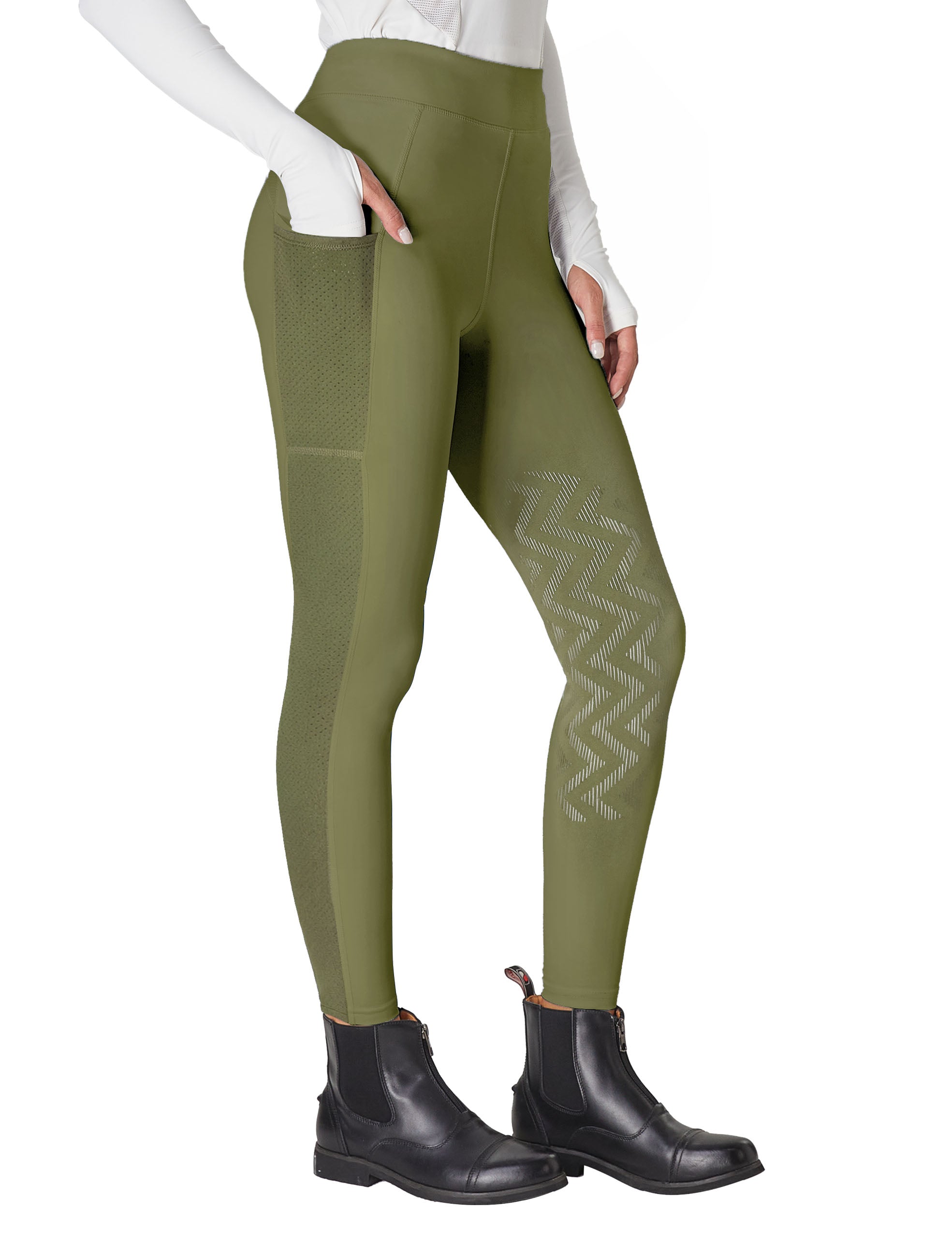 Damen Kniebesatz-Reithose mit Mesh