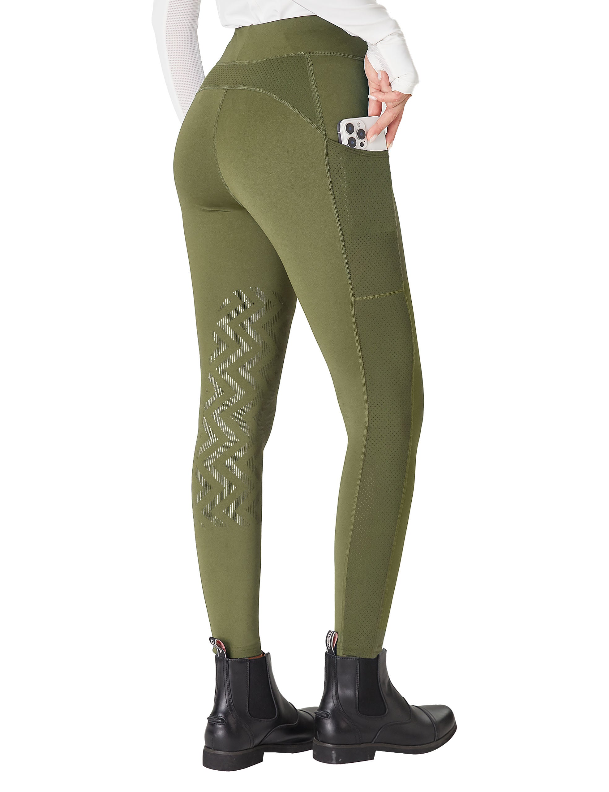 Damen Kniebesatz-Reithose mit Mesh