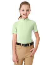 Girls T-shirt with Mesh Zip Collar