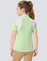 Girls T-shirt with Mesh Zip Collar