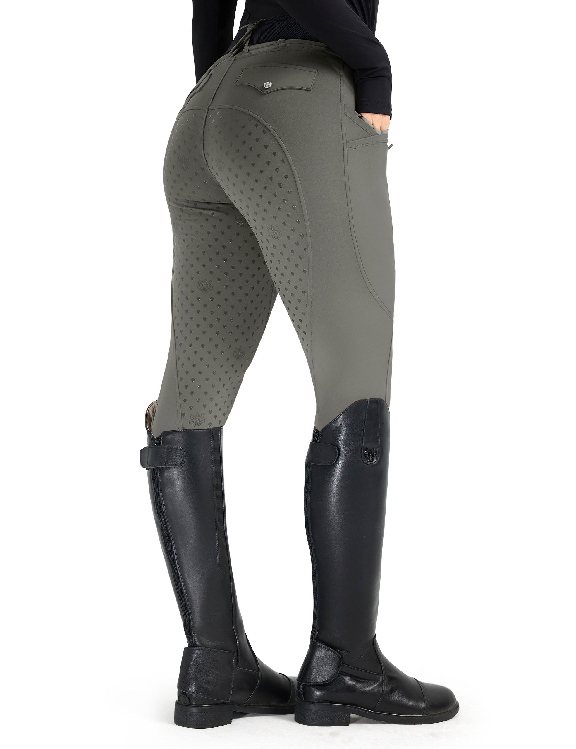 Women Full Seat Breeches Faux Back Pockets