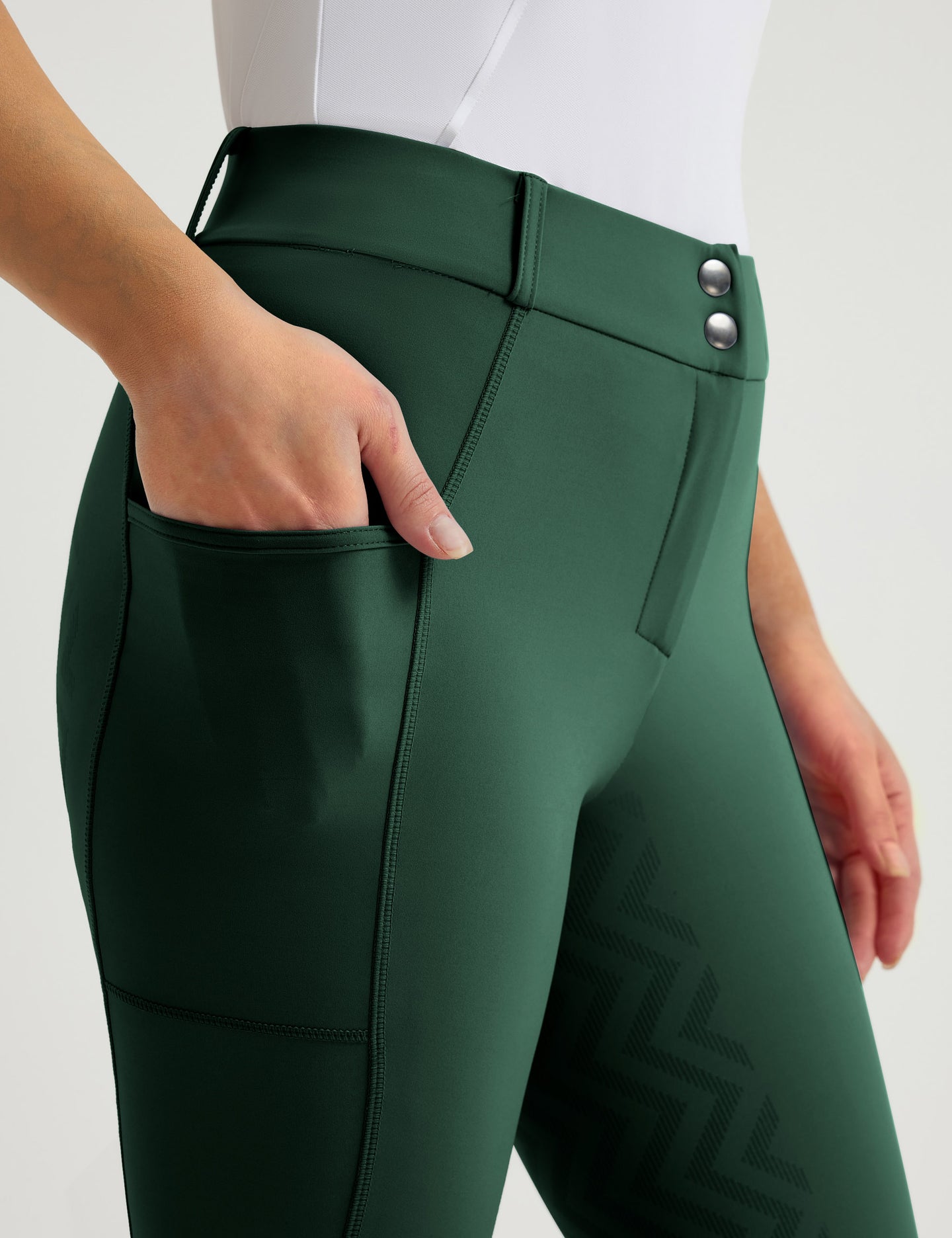 Women Full Seat Bootcut Riding Pants Button Waist