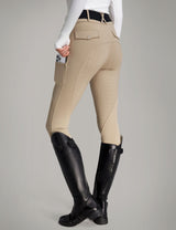 Women Fleece Lined Full Seat Breeches Faux Back Pockets