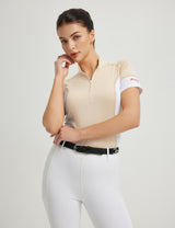 Damen T-Shirts Colorblocking Stehkragen