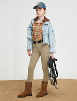 Girls Fleece Lined Full Seat Breeches Faux Back Pockets