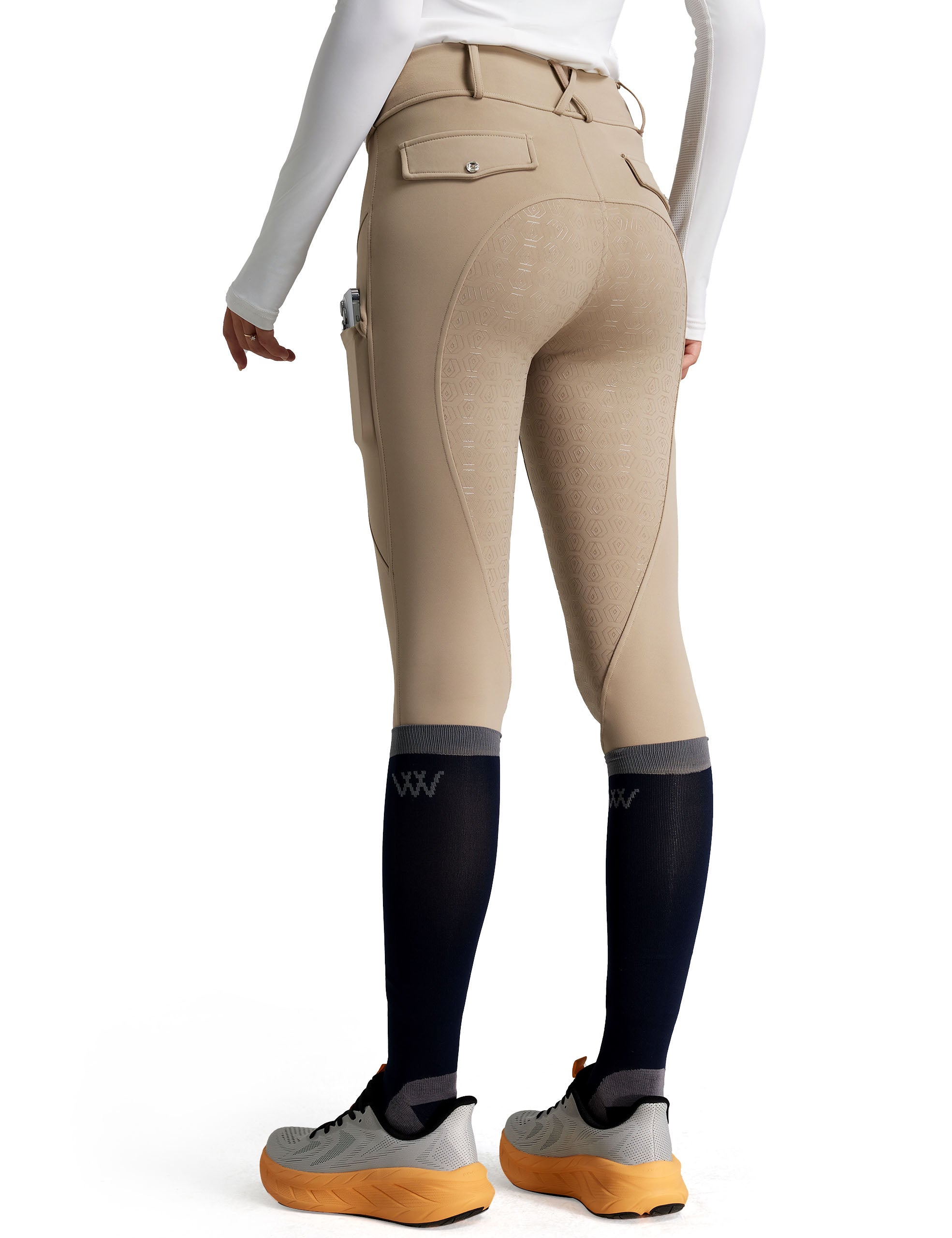 Women Fleece Lined Full Seat Breeches Faux Back Pockets