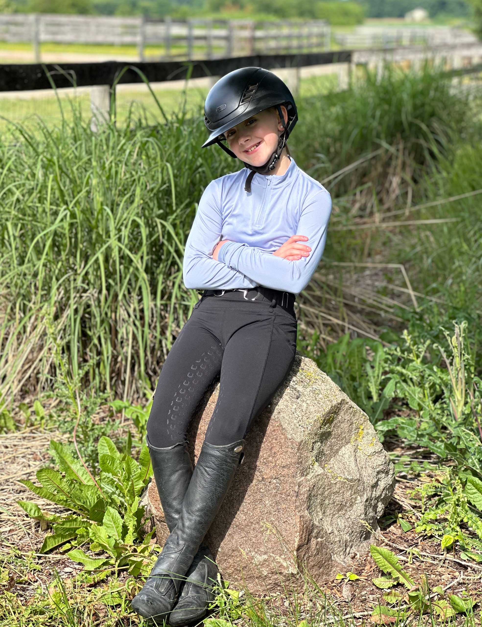 Girls Full Seat Breeches High Waist Zip Pockets