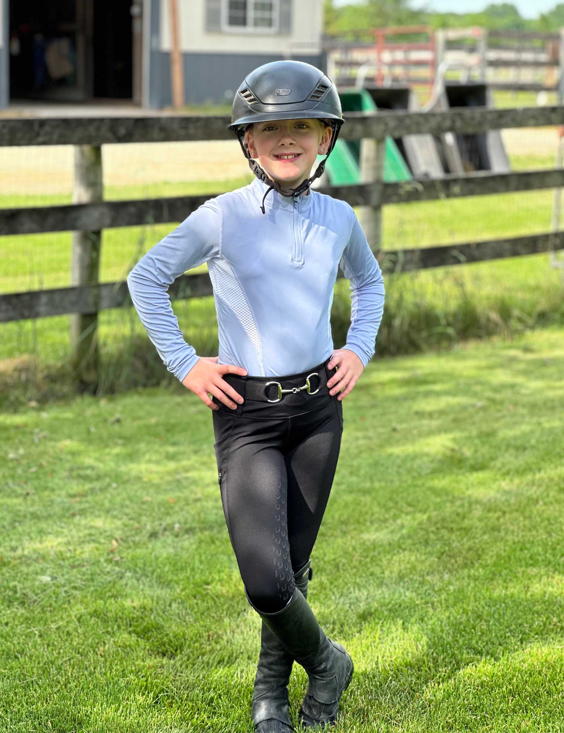 Girls Full Seat Breeches High Waist Zip Pockets