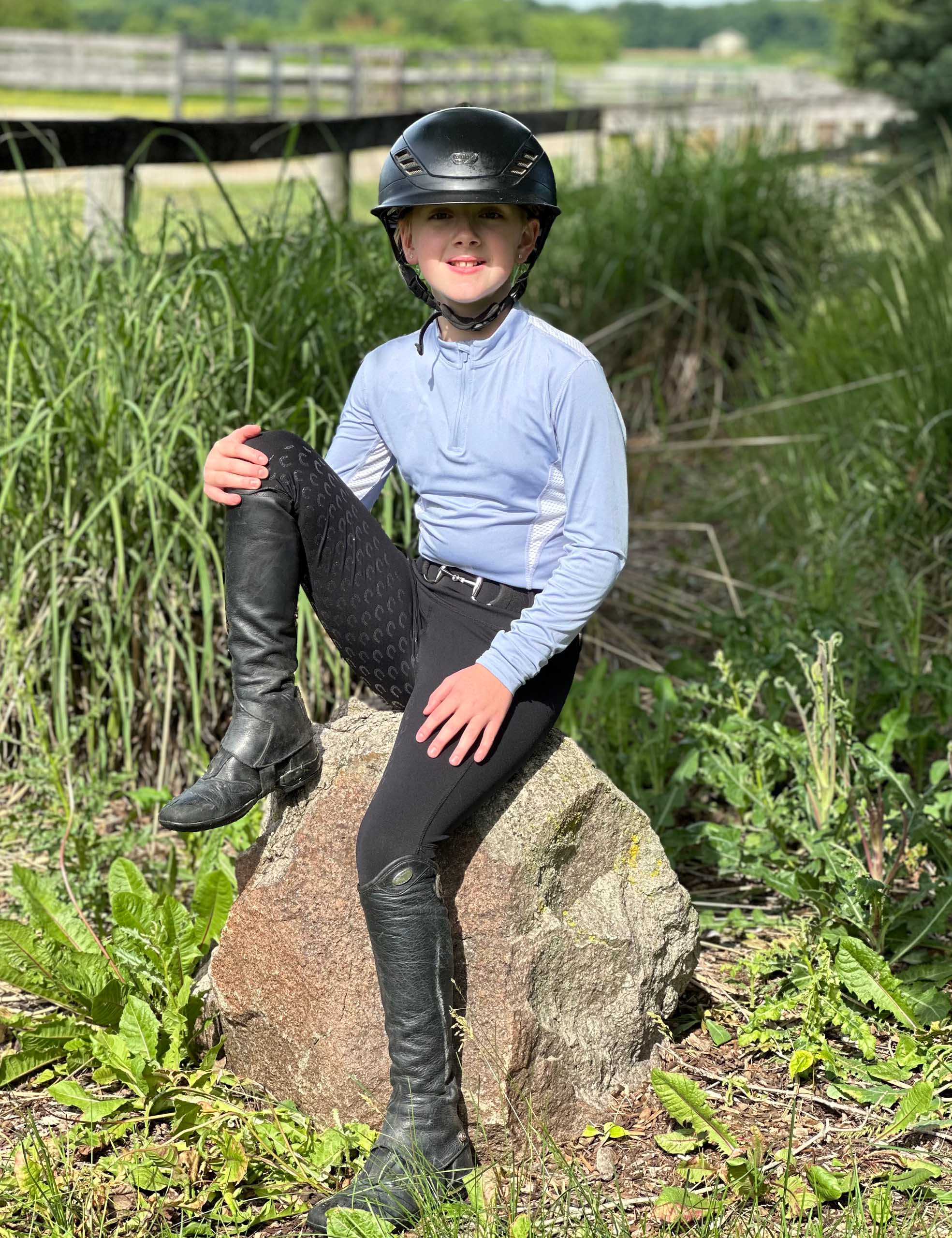 Girls Full Seat Breeches High Waist Zip Pockets