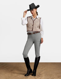 Women Fleece Lined Full Seat Breeches Faux Back Pockets