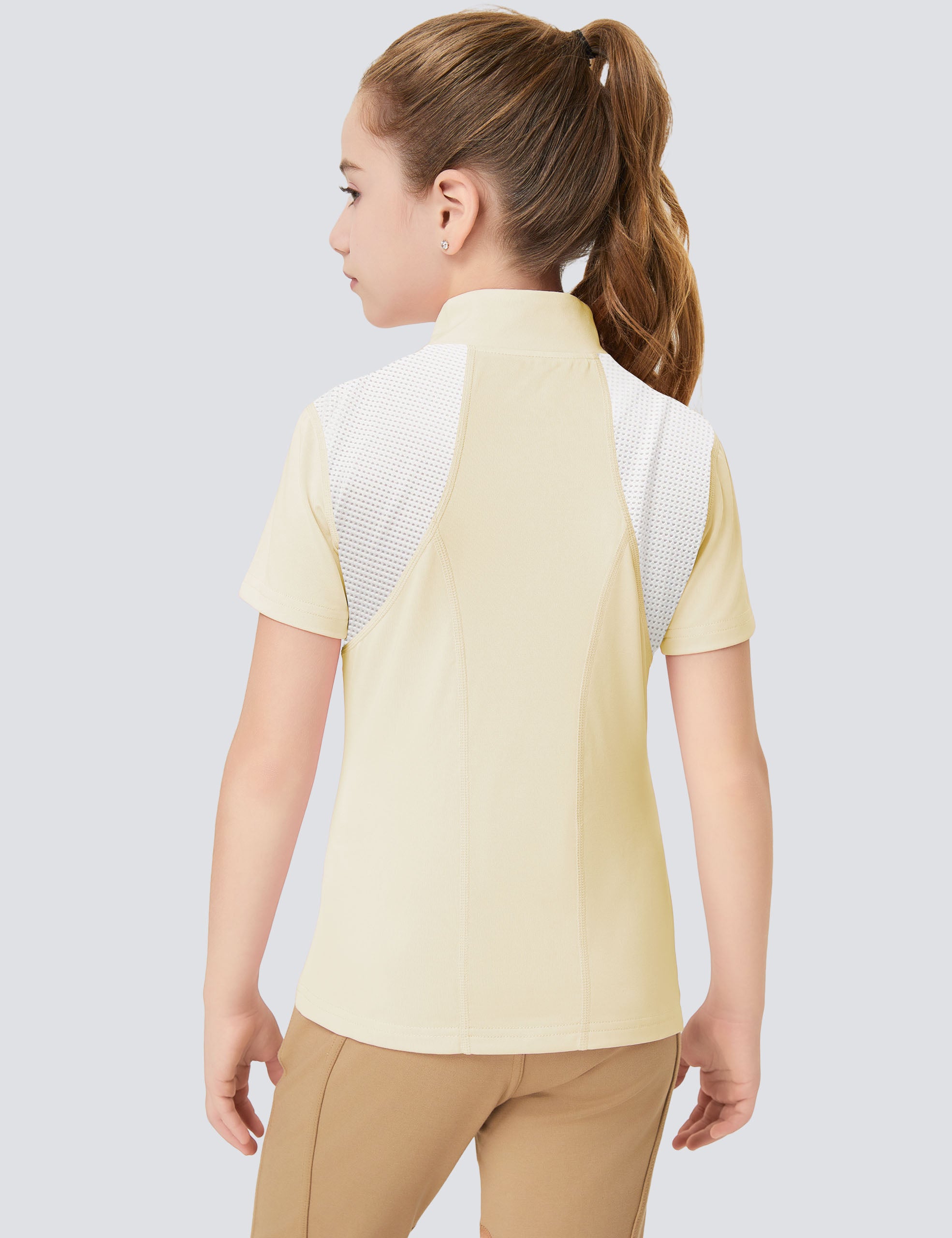 Mädchen-T-Shirts mit Mesh-Reißverschlusskragen