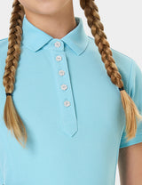 Girls T-shirt Polo Collar Flower Buttons