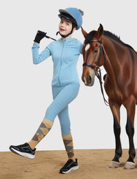 Girls Fleece Horse Riding Hoodie Jacket Zip Up