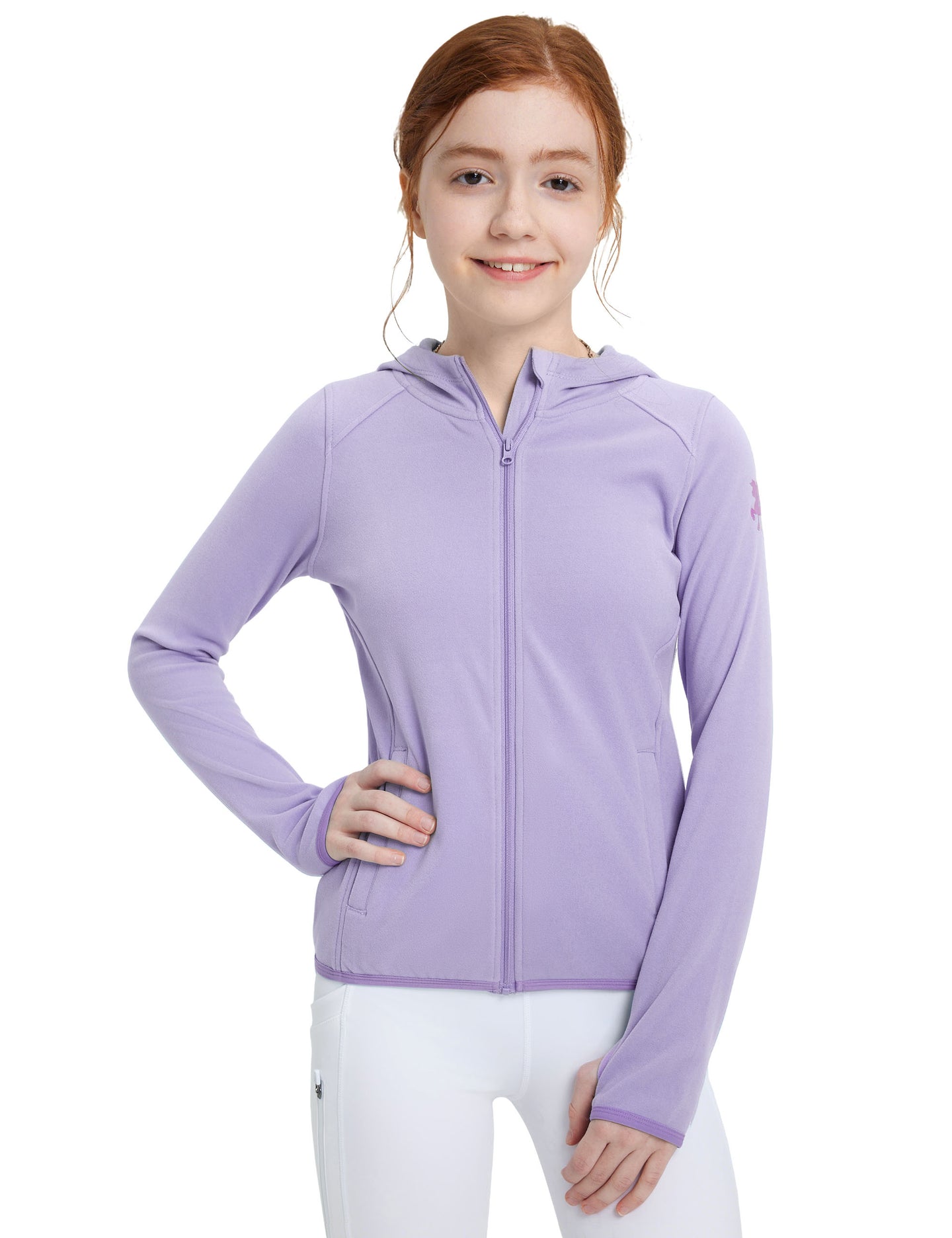 Girls Fleece Horse Riding Hoodie Jacket Zip Up