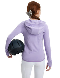 Girls Fleece Horse Riding Hoodie Jacket Zip Up
