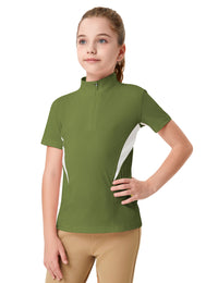 Mädchen-T-Shirts mit Mesh-Reißverschlusskragen