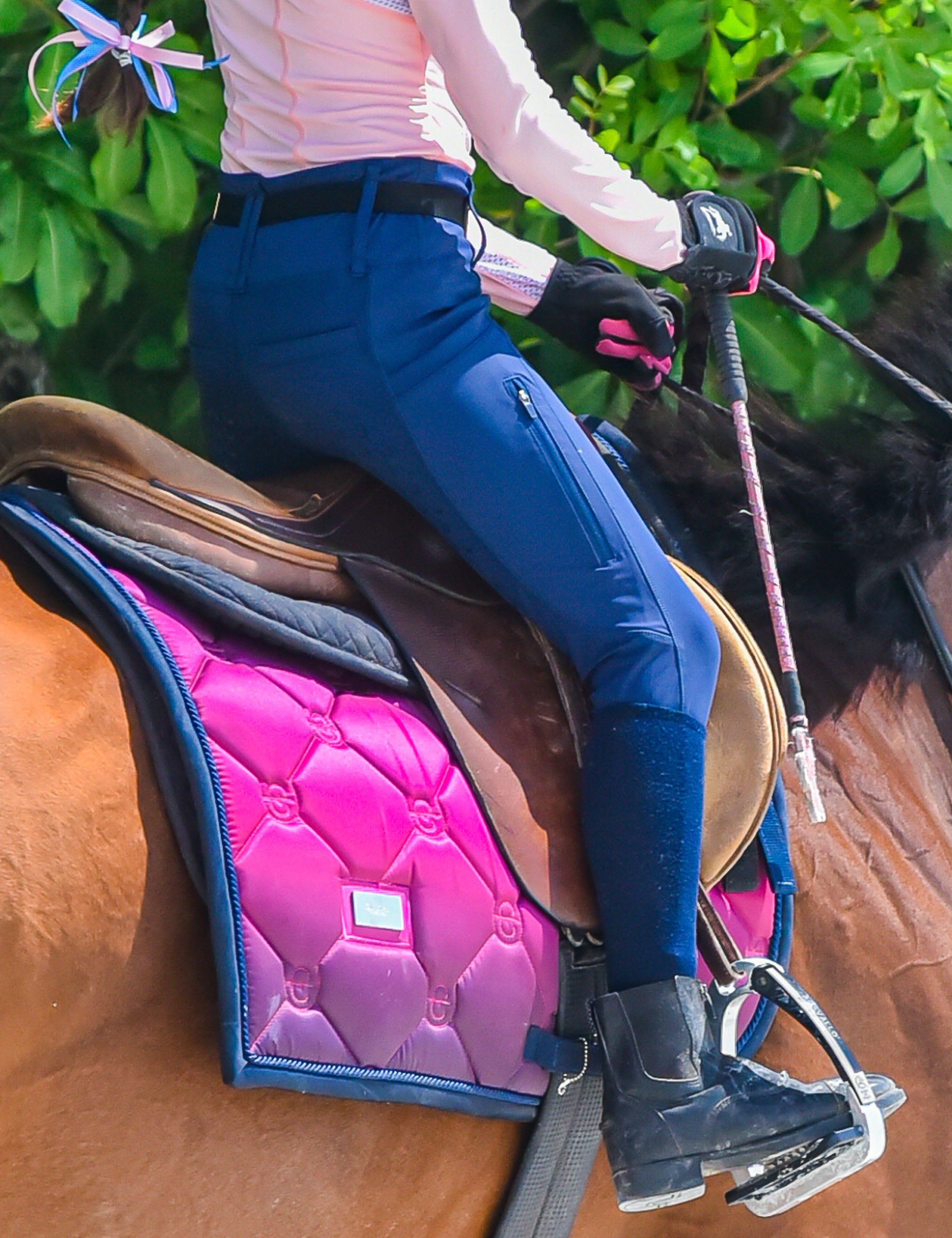 Girls Full Seat Breeches High Waist Zip Pockets