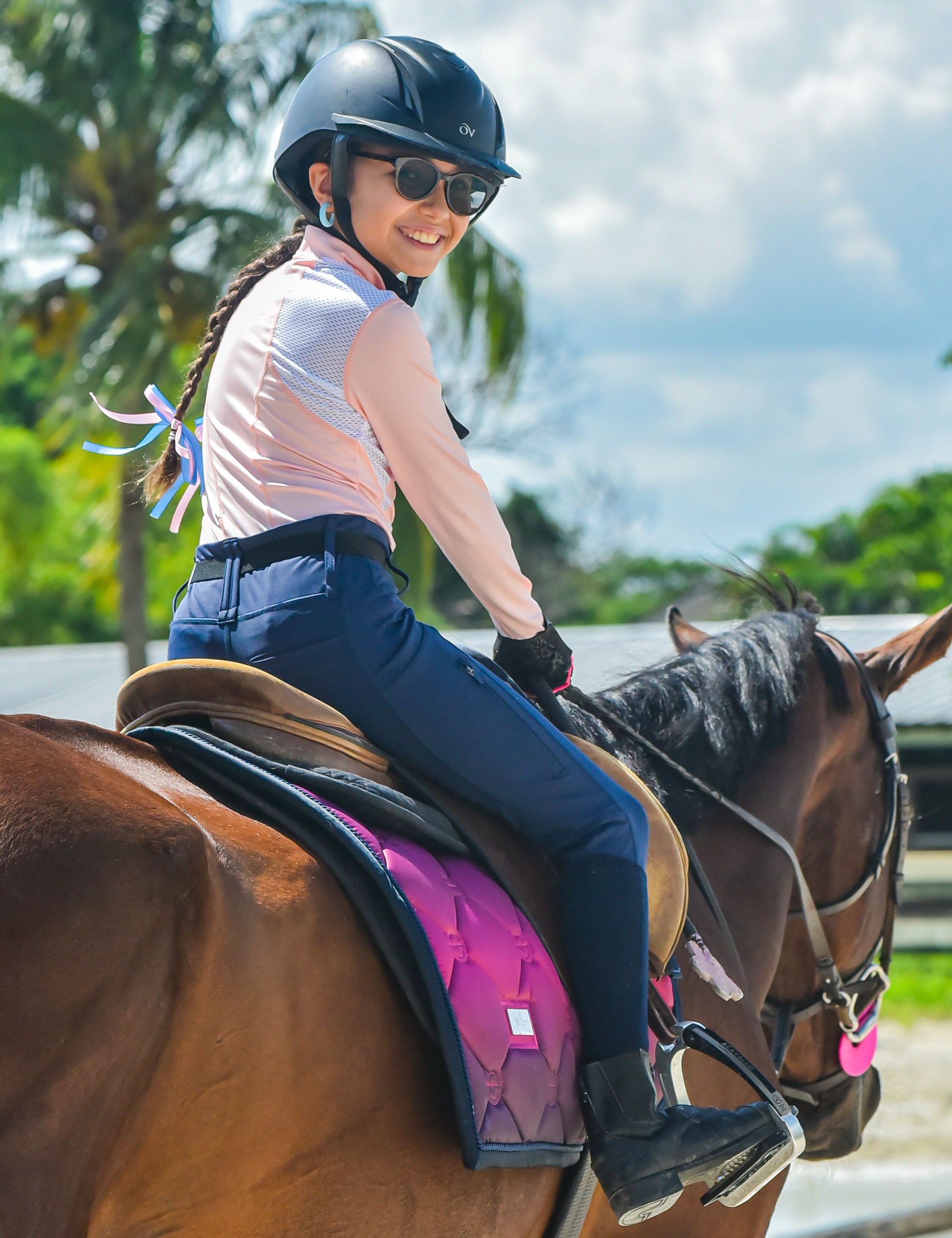 Girls Full Seat Breeches High Waist Zip Pockets