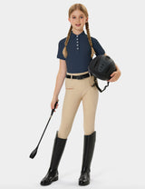 Girls T-shirt Polo Collar Flower Buttons