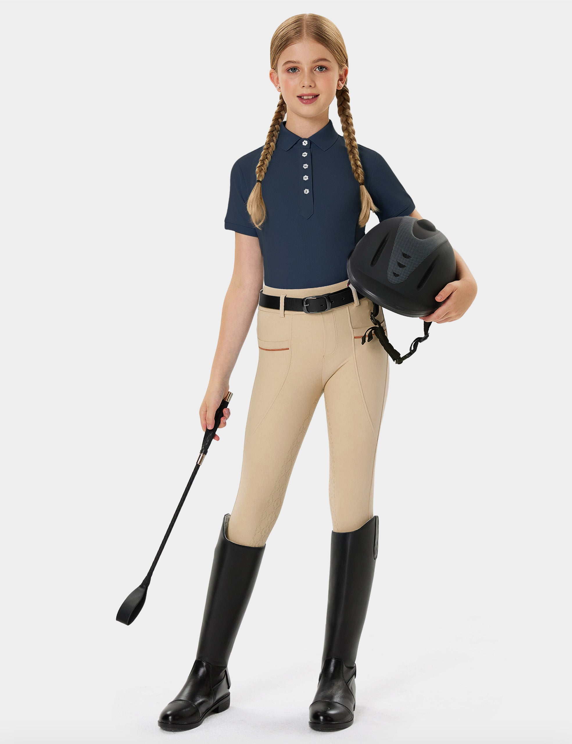 Girls T-shirt Polo Collar Flower Buttons