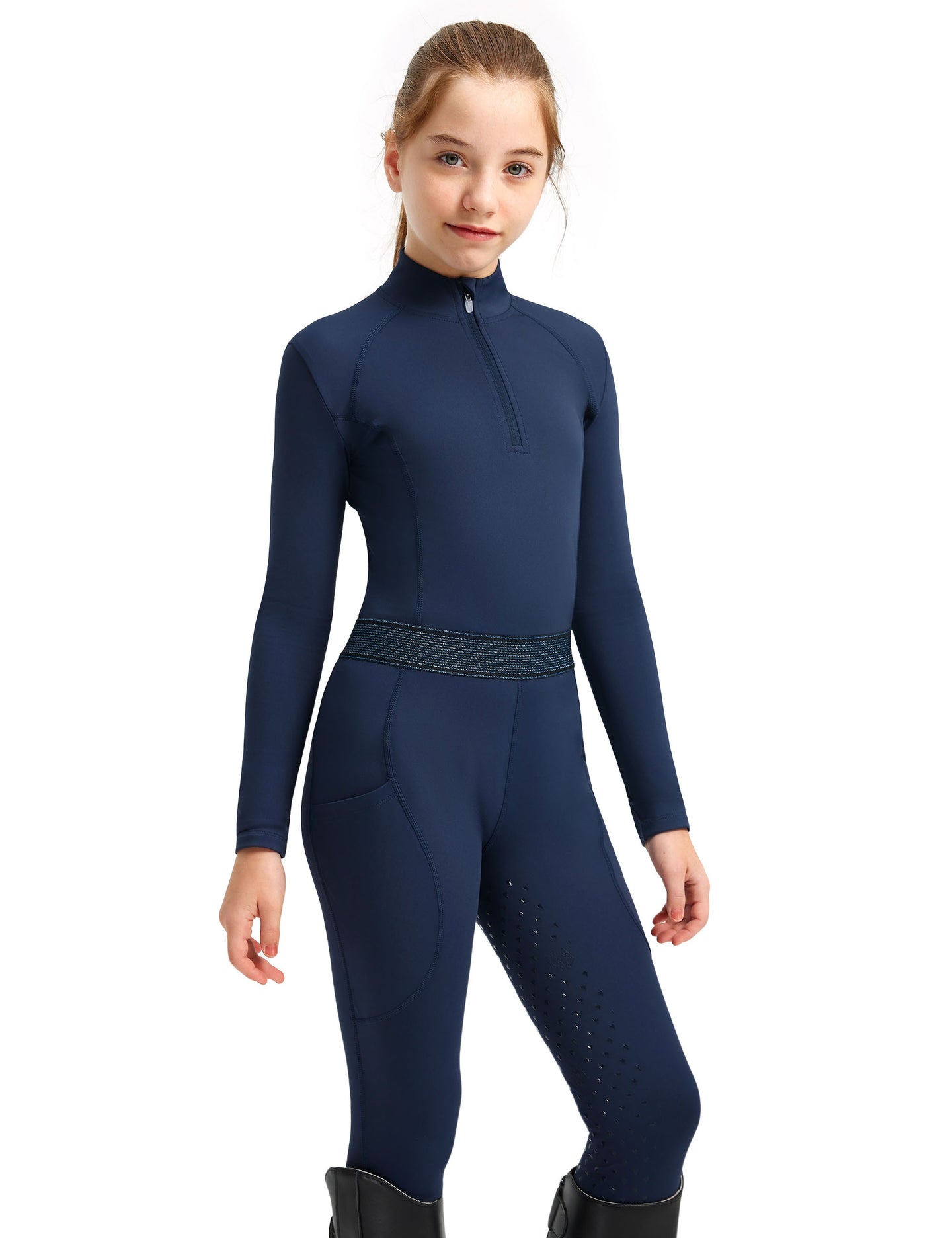 Girls Equestrian Outfit Shirt & Knee-Patch Breeches