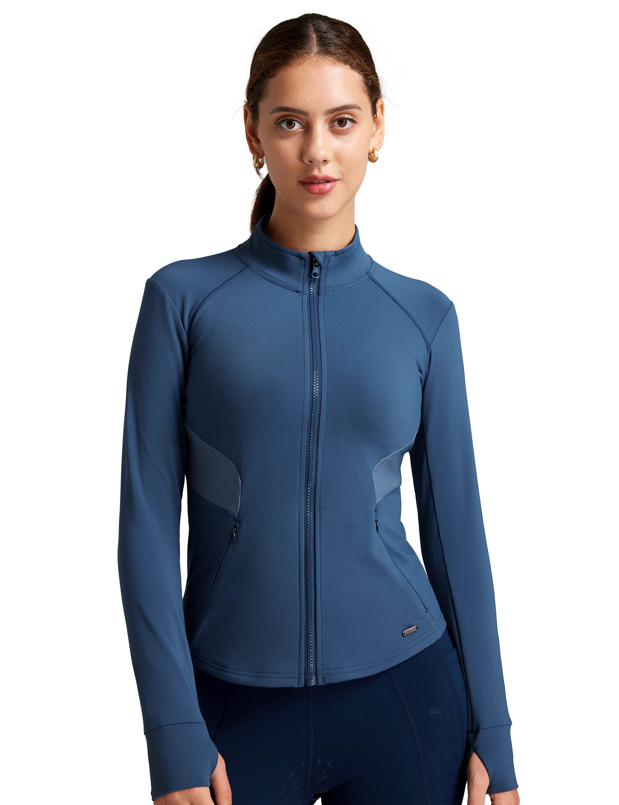 Women Fleece Lined Horse Riding Jacket Stand Collar