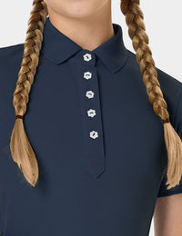 Girls T-shirt Polo Collar Flower Buttons