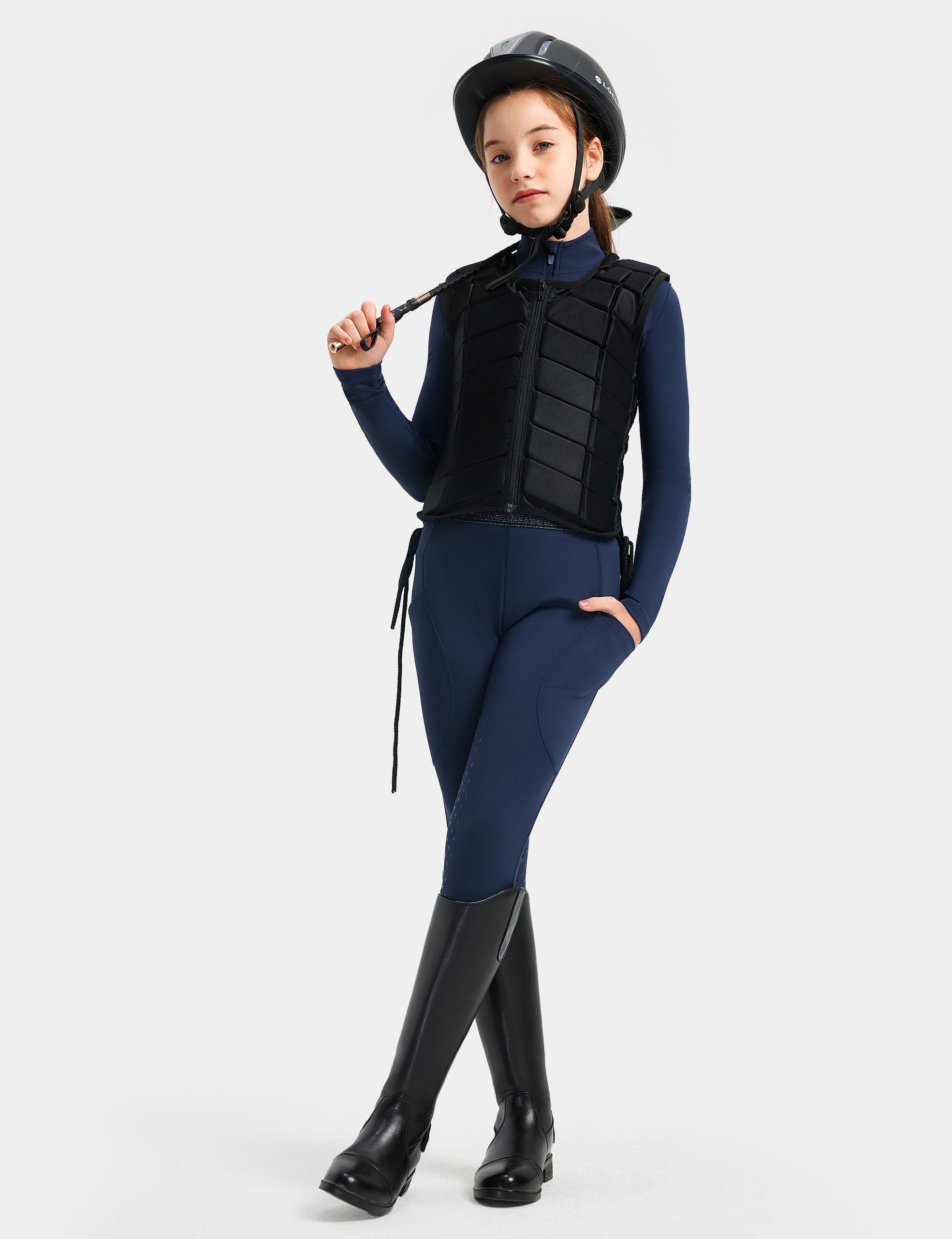 Girls Equestrian Outfit Shirt & Knee-Patch Breeches