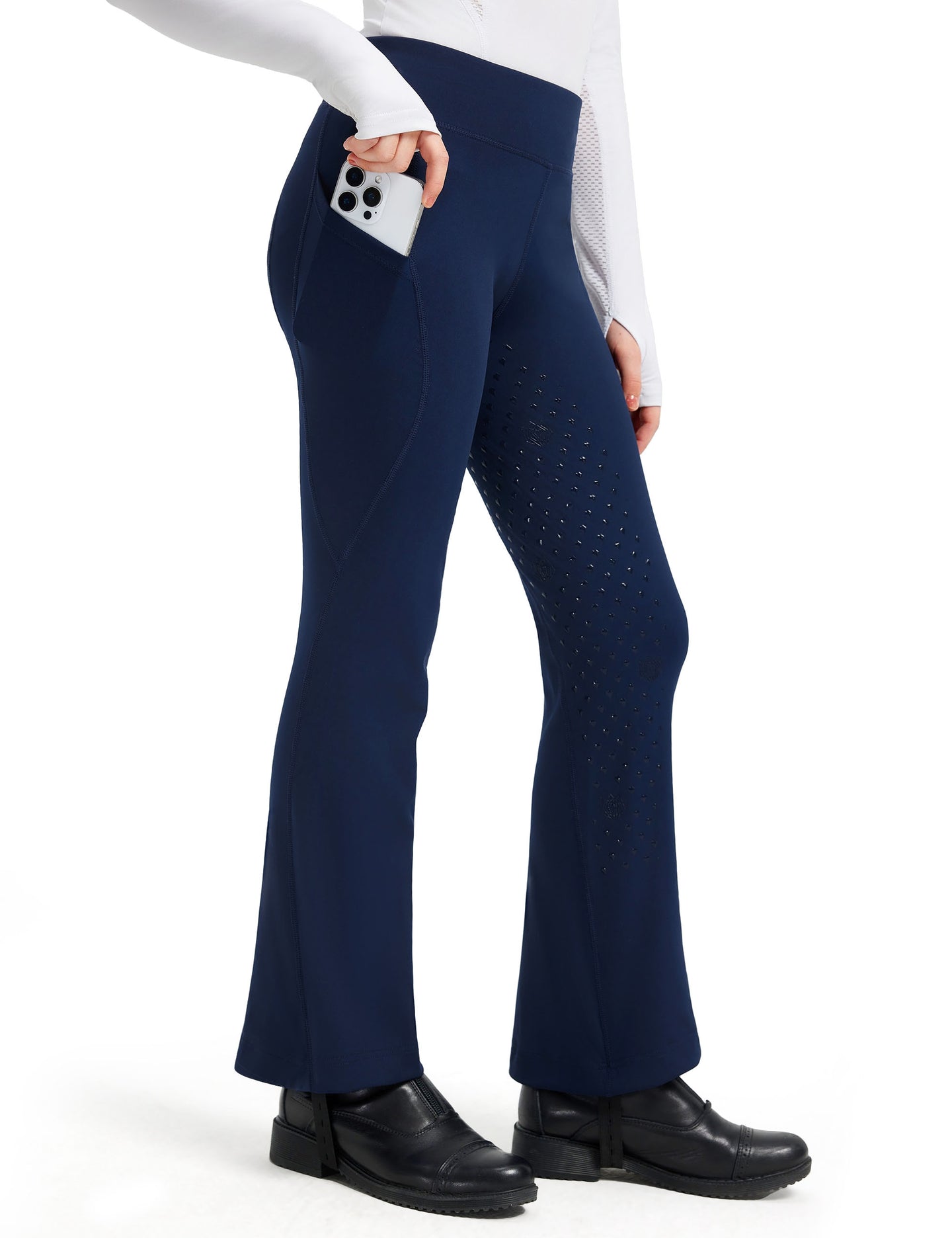 Girls Full Seat Bootcut Riding Pants High Waisted