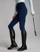 Women Fleece Lined Full Seat Breeches Faux Back Pockets