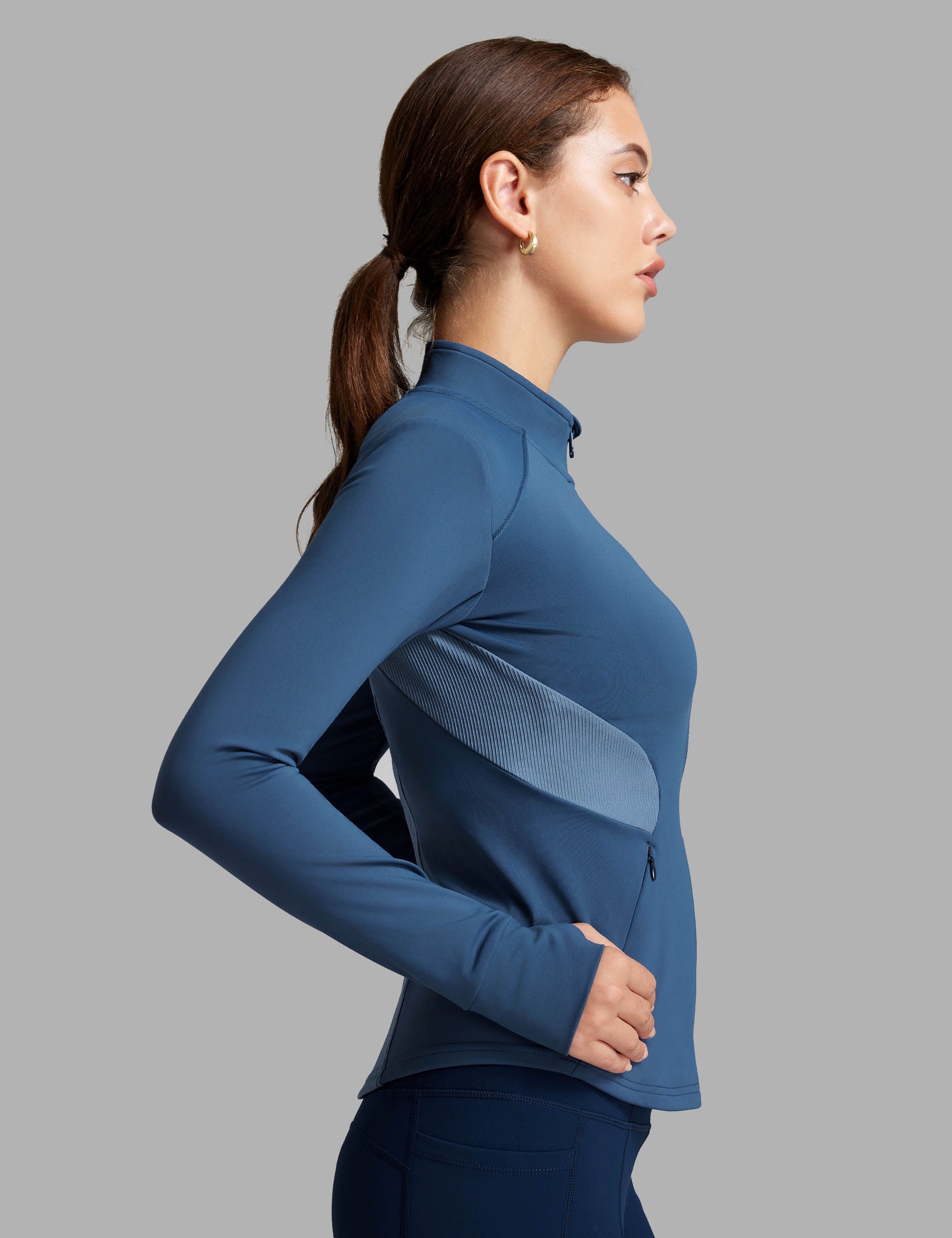 Women Fleece Lined Horse Riding Jacket Stand Collar