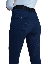 Women Fleece Lined Full Seat Breeches Faux Back Pockets