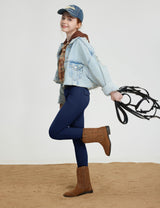 Girls Fleece Lined Full Seat Breeches Faux Back Pockets