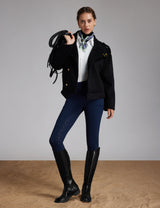 Women Fleece Lined Full Seat Breeches Faux Back Pockets