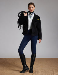 Women Fleece Lined Full Seat Breeches Faux Back Pockets
