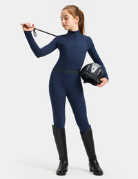 Girls Equestrian Outfit Shirt & Knee-Patch Breeches