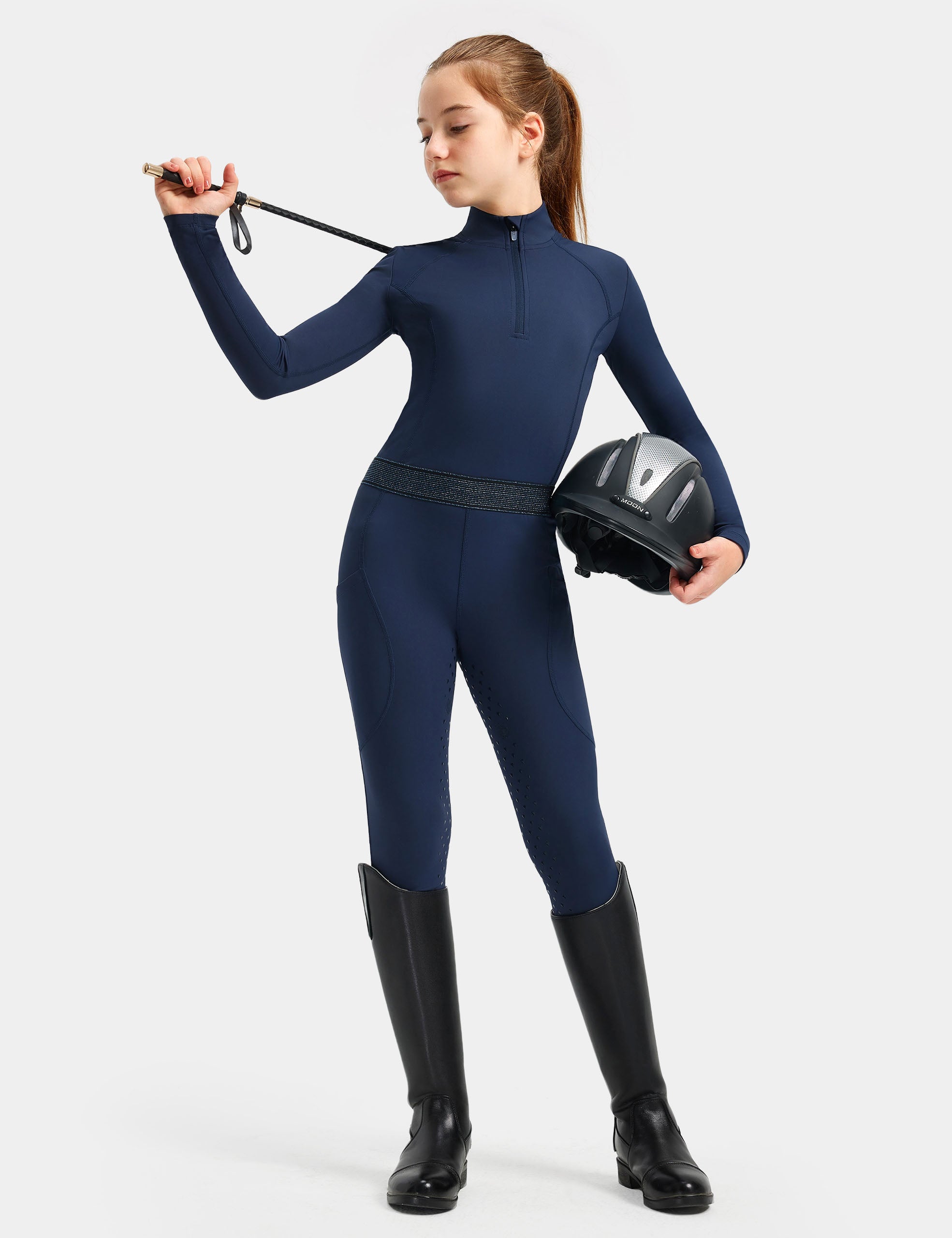 Girls Equestrian Outfit Shirt & Knee-Patch Breeches