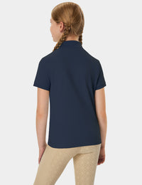 Girls T-shirt Polo Collar Flower Buttons